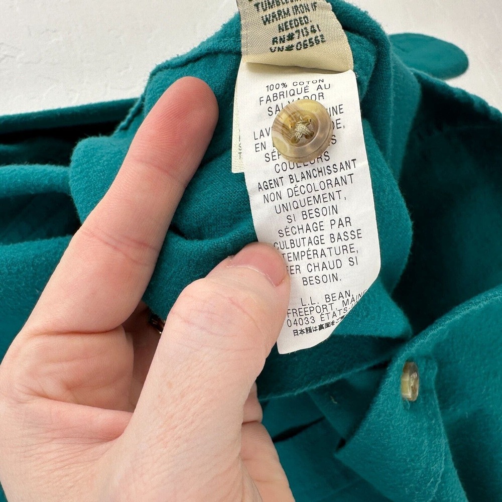Vintage L.L Bean Shirt Womens Small Green Cotton Button Up Long Sleeve - Picture 10 of 10